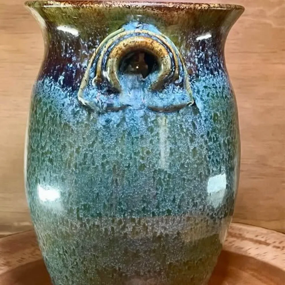 Pottery Vase Wine chiller pottery Signed hand spun